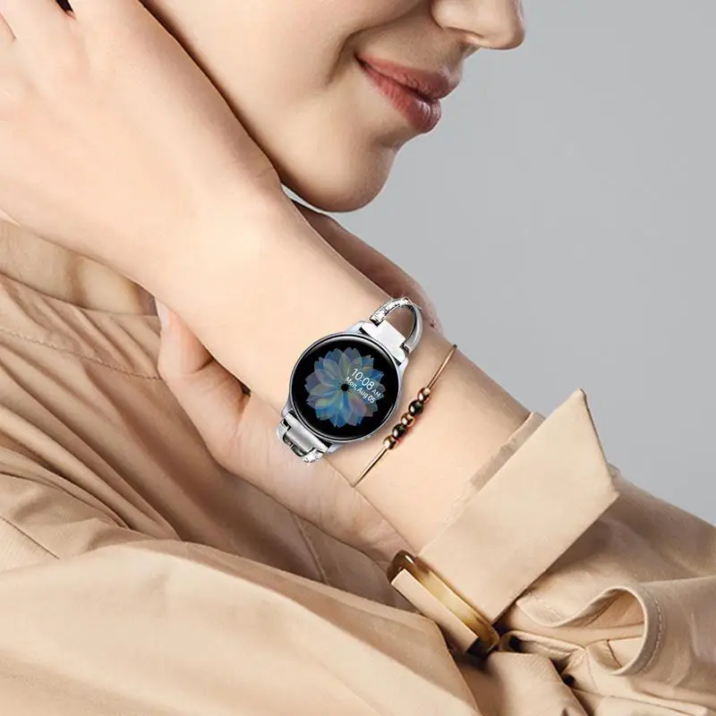 Твердый нержавеющая сталь+ Кристальный ремешок с бриллиантами для samsung Galaxy Watch Active 2 40 мм 44 мм Band Active2 женский ремешок браслет
