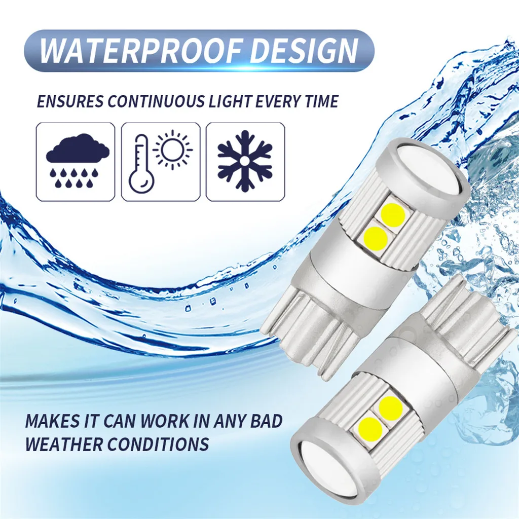 2PC Auto Led White Blue Silica T10 5W 12V Turn Side License Plate Light Parking Bulb DC Marker Wedge Lamp | Автомобили и