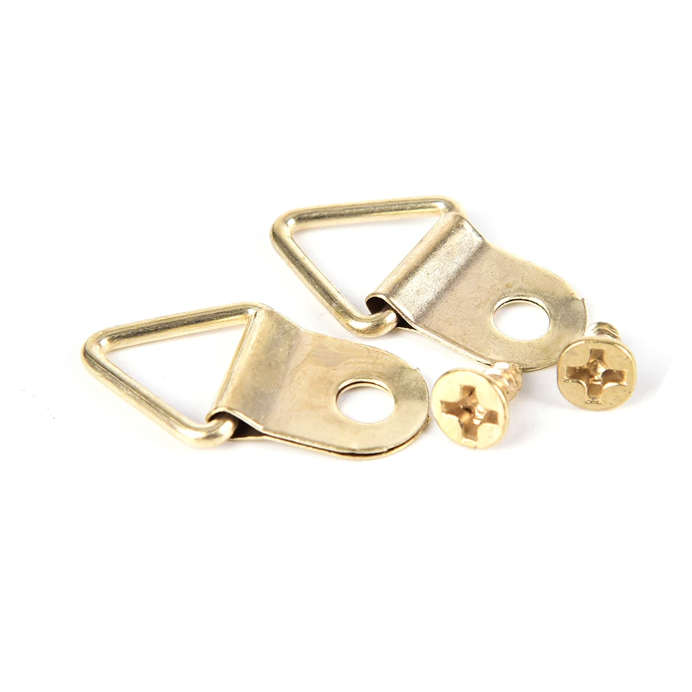 Photo Picture Frame Wall Mount Hanger Hook Ring Iron Wholesale 100Sets New Golden Hangers Brass Triangle | Обустройство дома