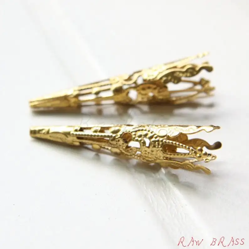 

Solid Brass Bead Cap - Filigree Cone 41x8.5mm (3024C)