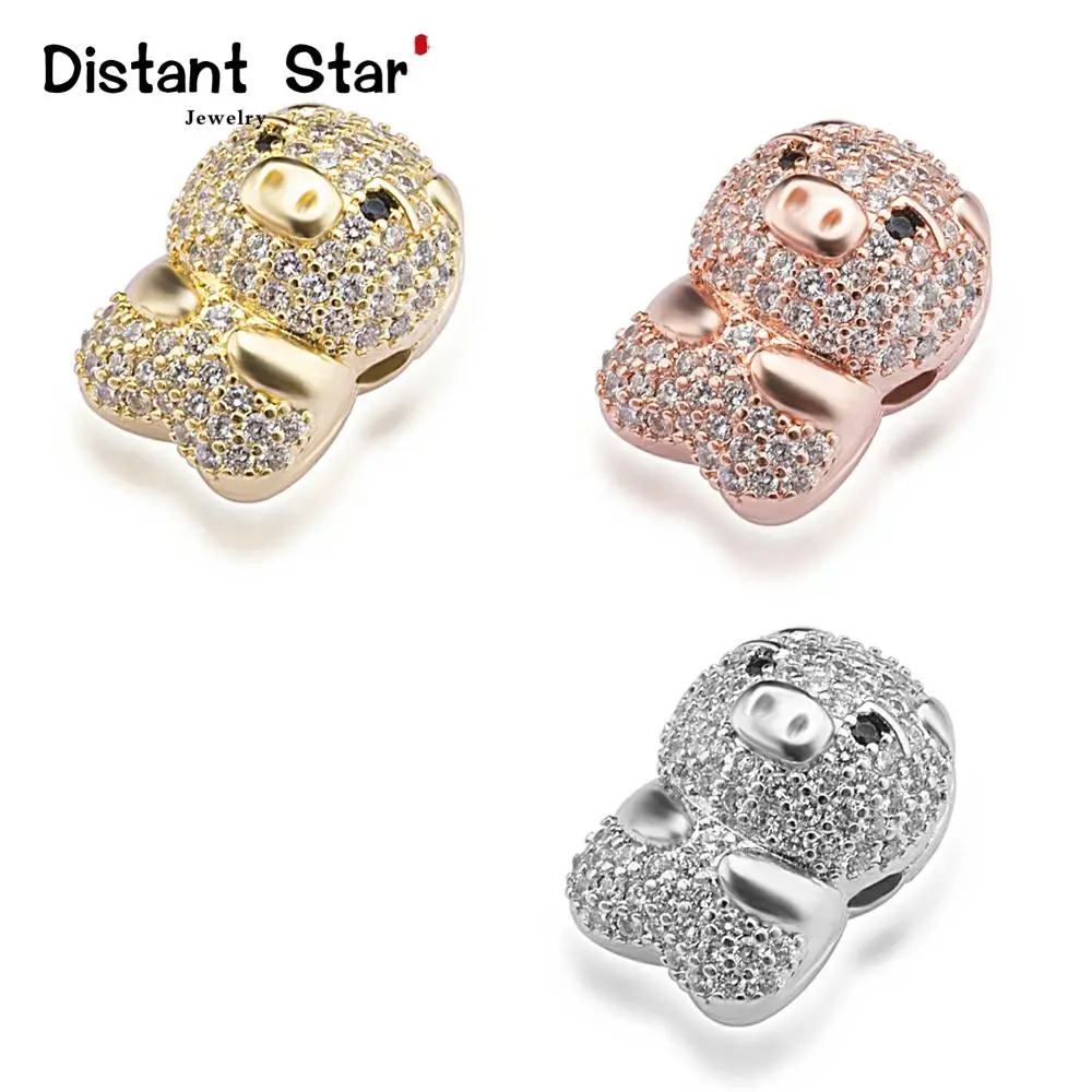 Милая маленькая свинка микрозакрепка цирконий медный браслет подвеска ожерелье