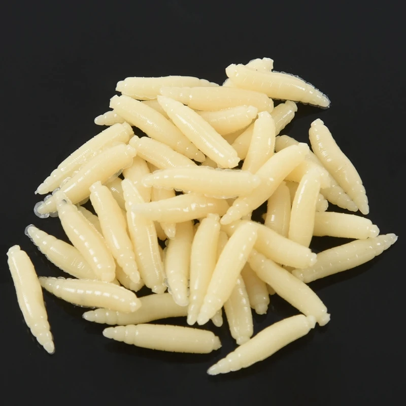 50 шт 2 см приманка-личинка для рыбалки Grub мягкие приманки черви цвета слоновой