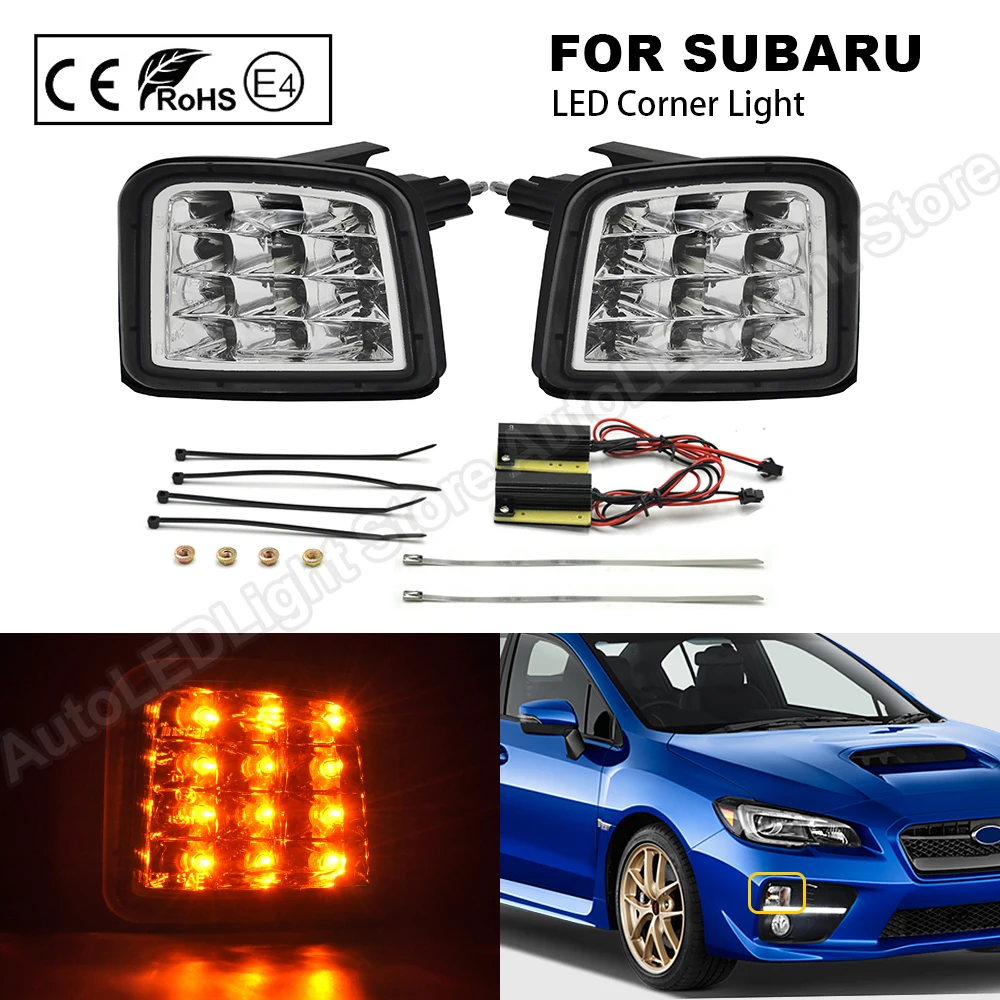 

2 шт. светодиодные передние поворотные сигнальные лампы, светодиодные угловые фары для Subaru STI WRX, ограниченная турбо база, прозрачные линзы п...