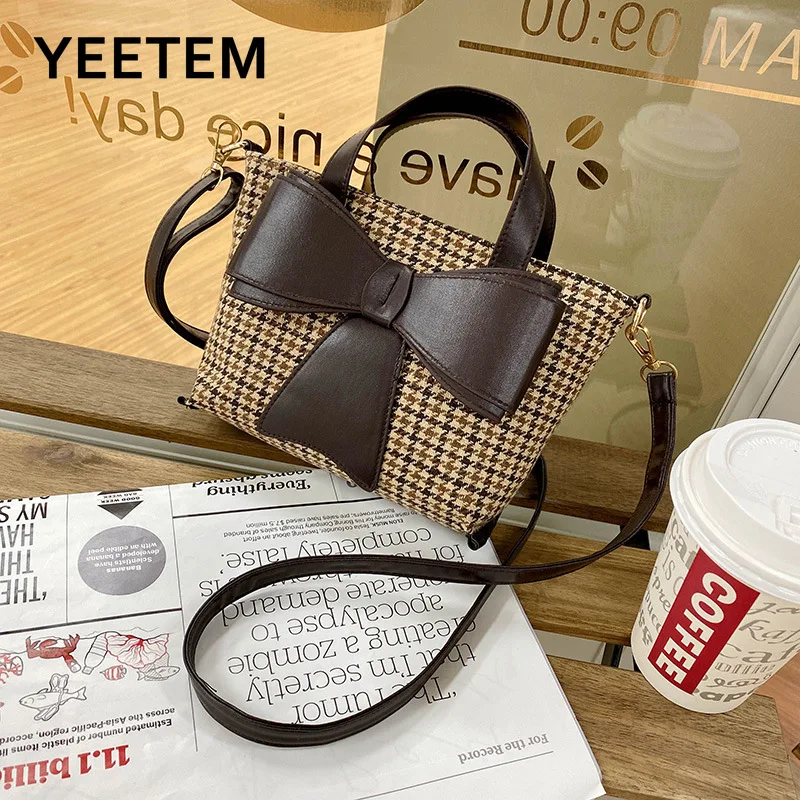 

Bow-knot Little Women's Bag 2020 Autumn Winter Ins Fashion One-shoulder Messenger Bag Wild Mini Bucket Bag Student Wallet