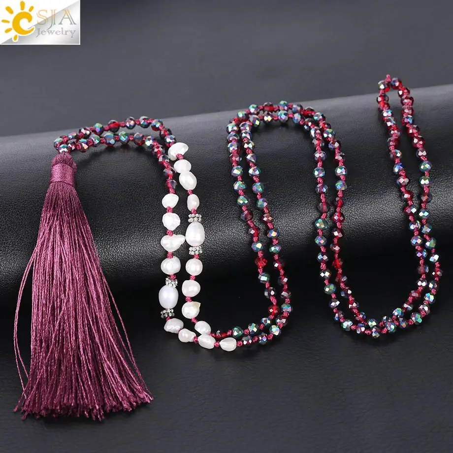Yumfeel Brand New Long Beaded Tassel Necklace 18 Colors Natural Stone Necklace Women Jewelry Gifts Beach Crystal Quartz