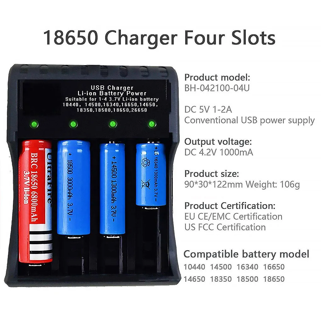 Универсальный 4 слота выход Зарядное устройство USB адаптер для AA / AAA