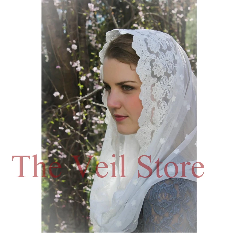 Круглый хлопок кружевная Мантилья Catholique вуали для церкви короткие женские