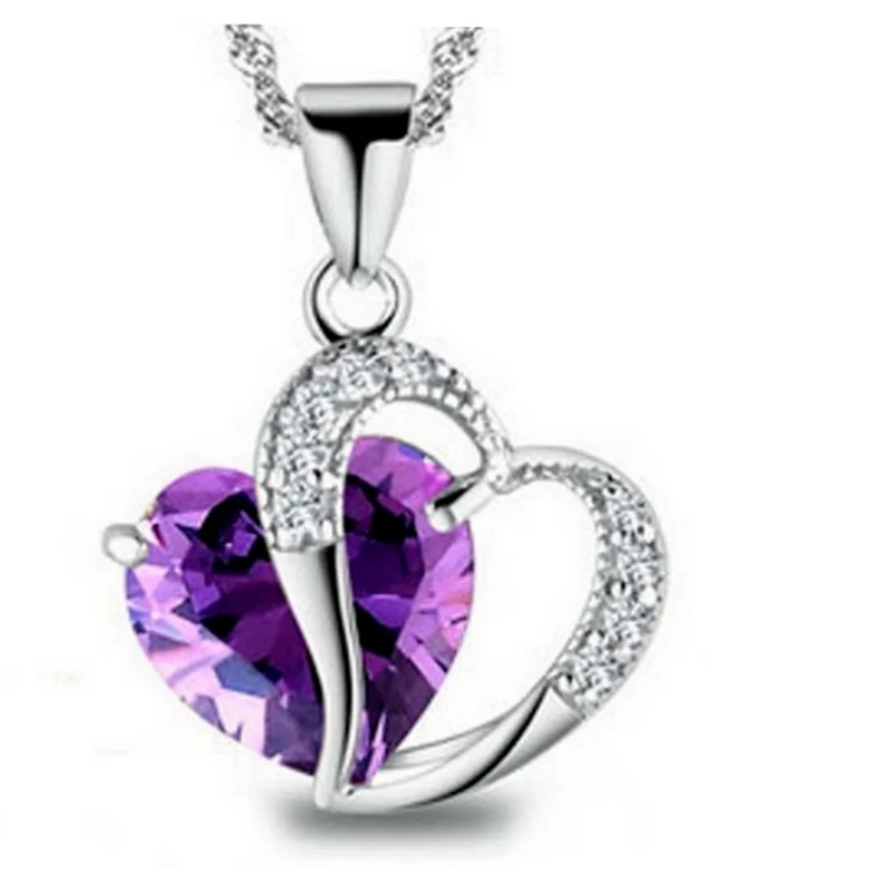 

2021 Sell Like Hot Cakes 6 Colors Top Class Lady Fashion Heart Pendant Necklace Crystal Jewelry New Girls Home Decore