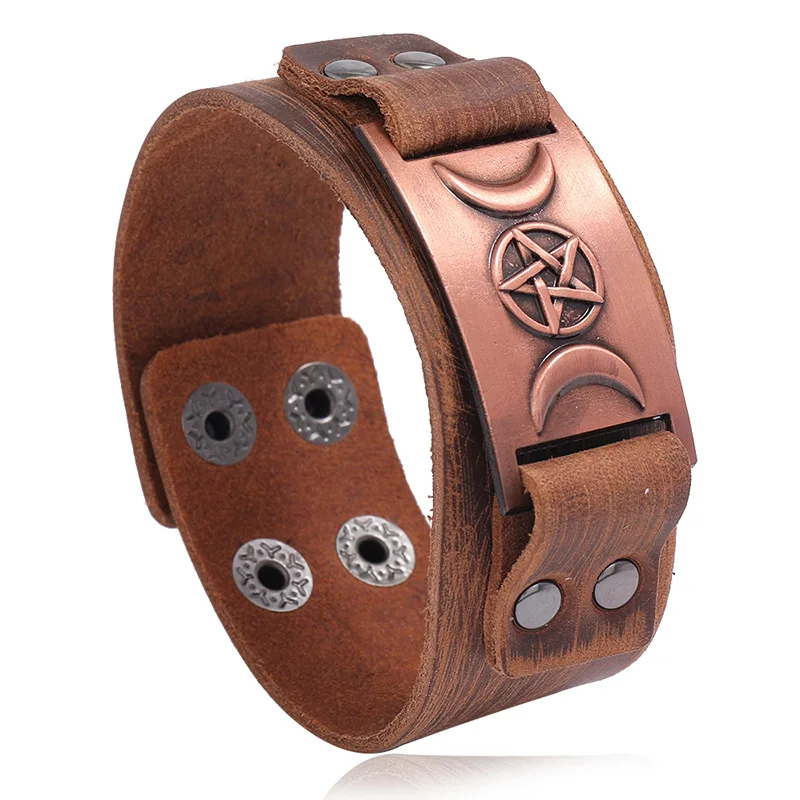 

Leather Charm Bracelet Men Punk Alloy Rope Braided Man Viking Bangle Bracelet Mens Jewelry