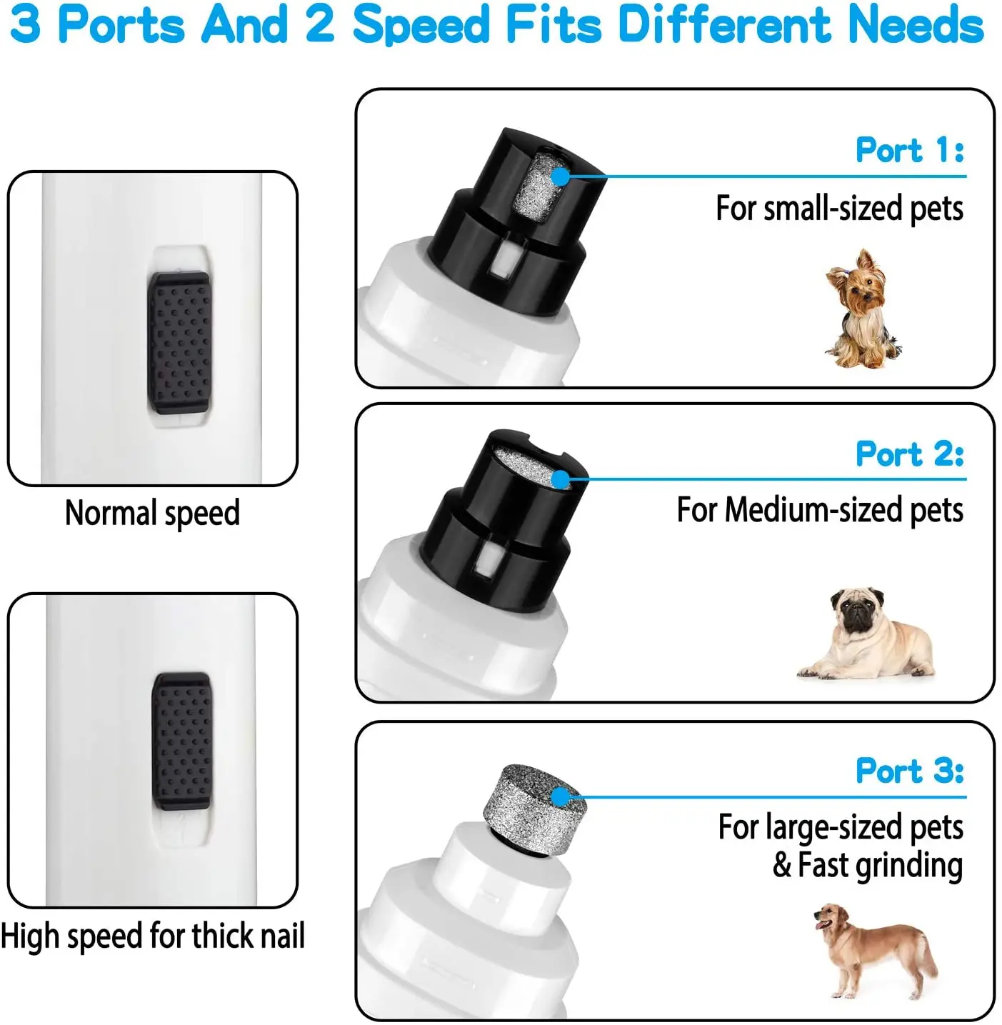 

Dog nail grinder - professional 2-speed electric charging pet nail clipper painless claw beauty and smooth