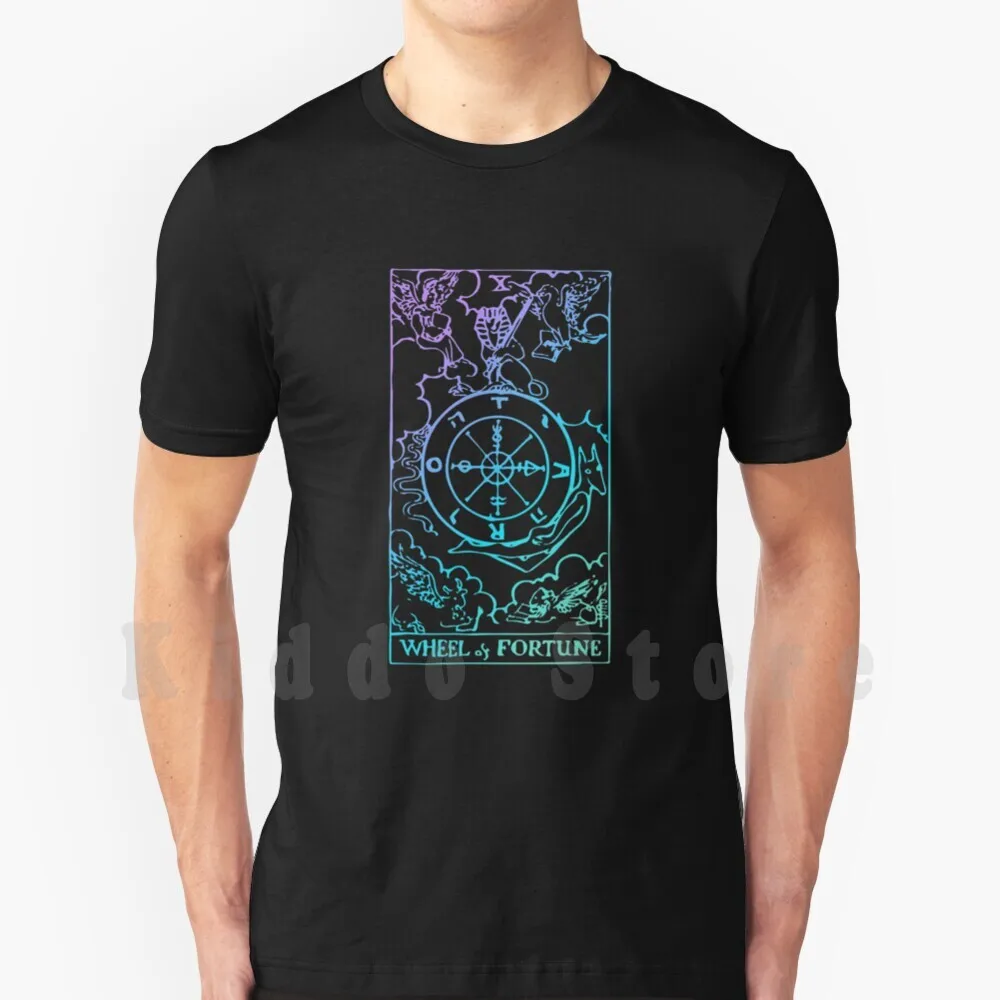 Wheel Of Fortune Tarot Card Rider Waite Witchy T Shirt Men Cotton S-6xl