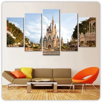 modern 5 panel disneyland castle poster decoration painting canvas print home decoration modular wall paintings wall art
