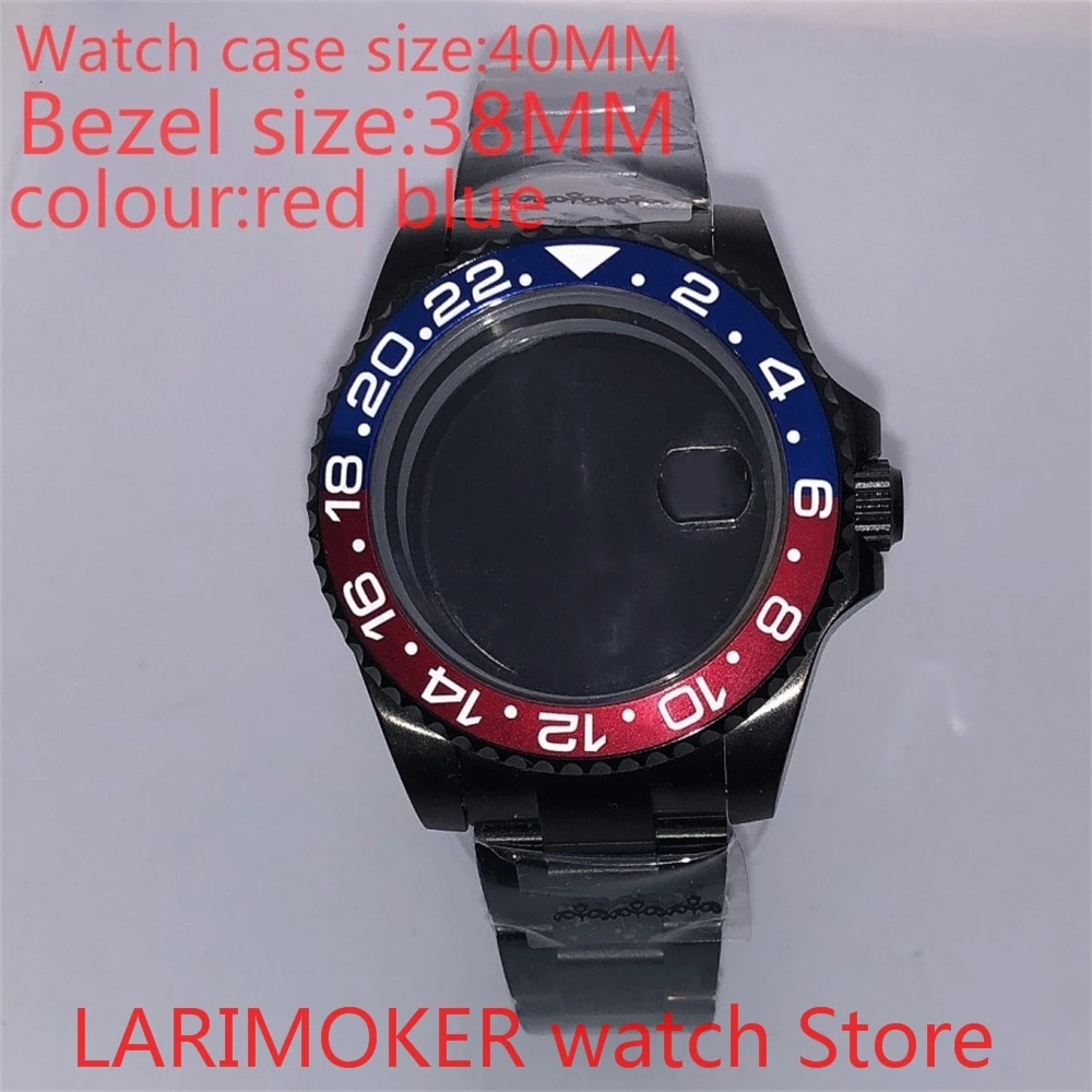 

Suitable for Mingzhu 8215 40mm sapphire glass 904L stainless steel case sealing bottom cover, with bezel red blue