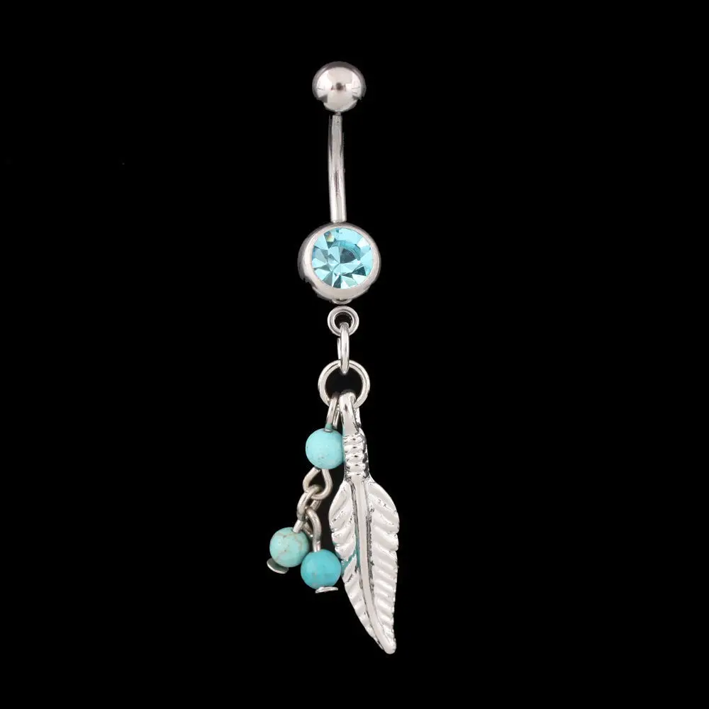 Сексуальные кольца для пупка Пирсинг живота CZ Кристалл лист золотистый пояс