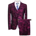 Мужской облегающий костюм-тройка, пиджак, жилет, брюки, цветочный принт, размеры 4XL, 5XL, 2020