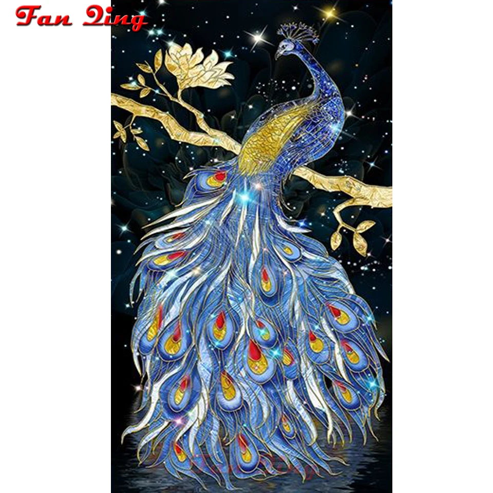 

New 5d Diy Diamond Painting Peacocks Starry Sky Embroidery Crystal Round Square Rhinestone Mosaic Pictures Home Decoration