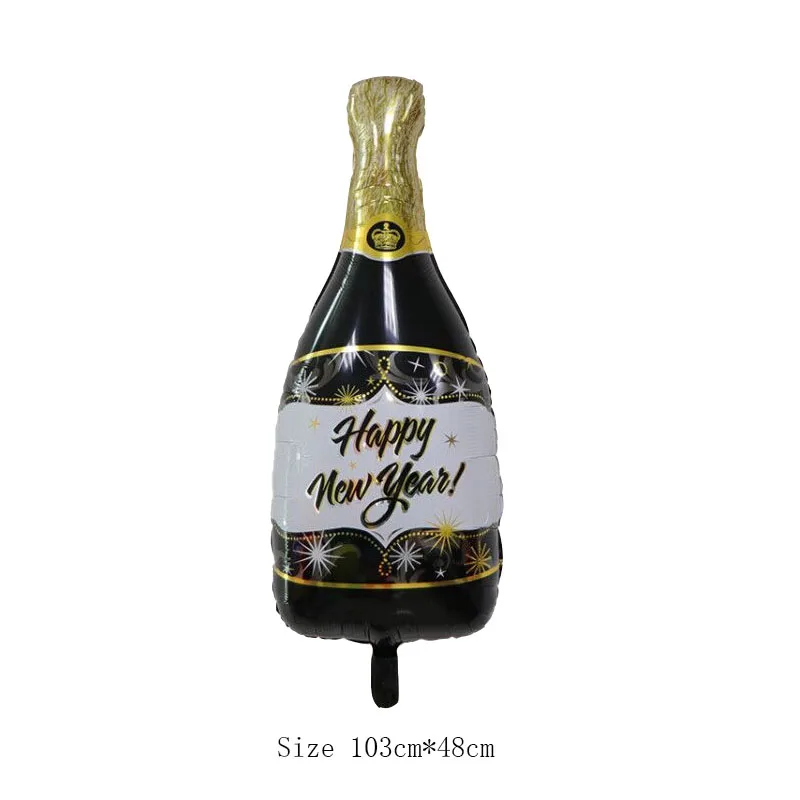 black bottle Новогодние фольгированные шары, бутылка, радужные шары, новогодние украшения, черная звезда, испанский год, вечерние гелиевые шары - Цвет: black bottle