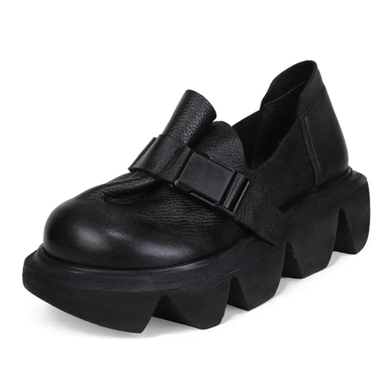 

Women shoe 2020 spring new leather women's shoes round head thick bottom retro casual shoes fashion wild small leather shoes