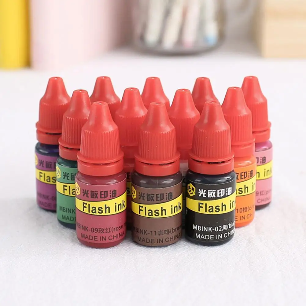 

10ml Flash Refill Fast Drying Stamping Ink Inking Photosensitive Stamp Oil For Office School Make Seal Diy Scrapbooking