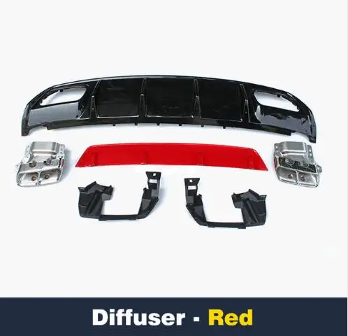 RED LIP ABS A45 диффузор+ 304 нержавеющая сталь 4 выхода выхлопной наконечник подходит для Mercedes W176 2013-IN Sport Edition A Class A180 A200 - Цвет: RED LIP