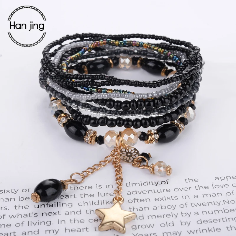 

Bohemia Tassel Friendship Bracelet Set Wristband Femme Charm Wrap Beads Crystal Bracelets & bangles For Women Girls Jewelry Gift