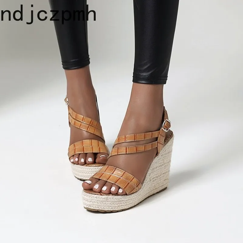 

Women's Sandals Summer Lady The New Fashion Open Toe Buckle Comfortable Wedge Heel High Heel Women's Shoes Plus Size 34-43 Black