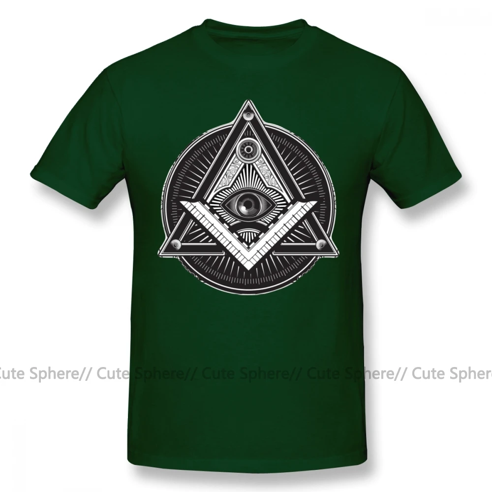 Illuminati футболка Классическая футболка с короткими рукавами графическая 4xl Мужская забавная 100 хлопковая футболка - Цвет: Dark Green