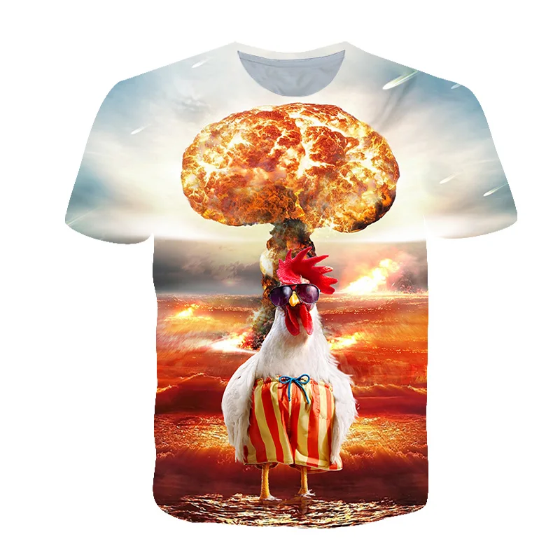 

2020 new 3D animal funny 3D rooster T-shirt men's summer 3D printed horse top 3DT shirt