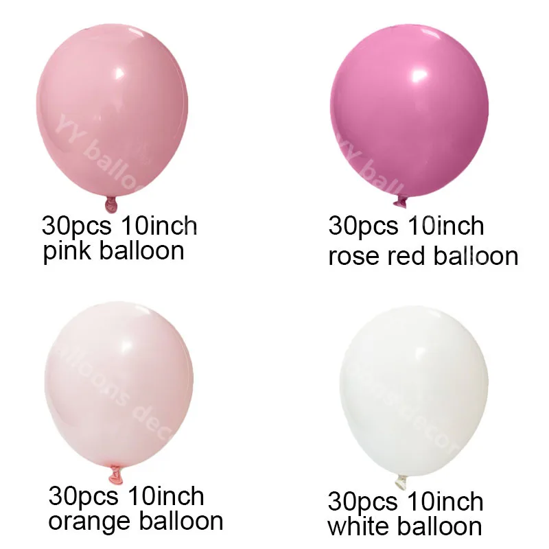 Пастельные воздушные шары-гирлянды арочный Комплект 160 шт./компл. розовый белый