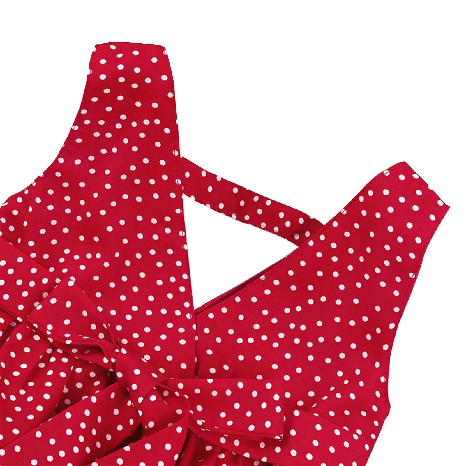 

Little Girls Summer Sleeveless Short Dress Sweet Polka Dot Bandage A-line Princess Dress