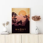 Накладка-постер призрака цушимы Fanart, игровой постер, настенная Картина на холсте, украшение для спальни, гостиной, дома (без рамки)