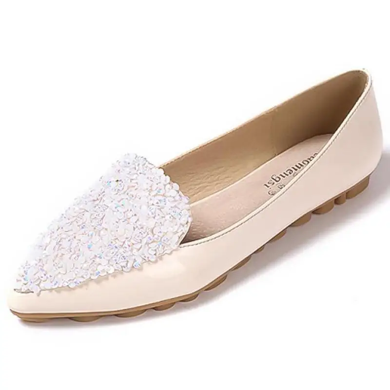 Модные женские туфли с блестками обувь на плоской подошве Лоферы без застежки