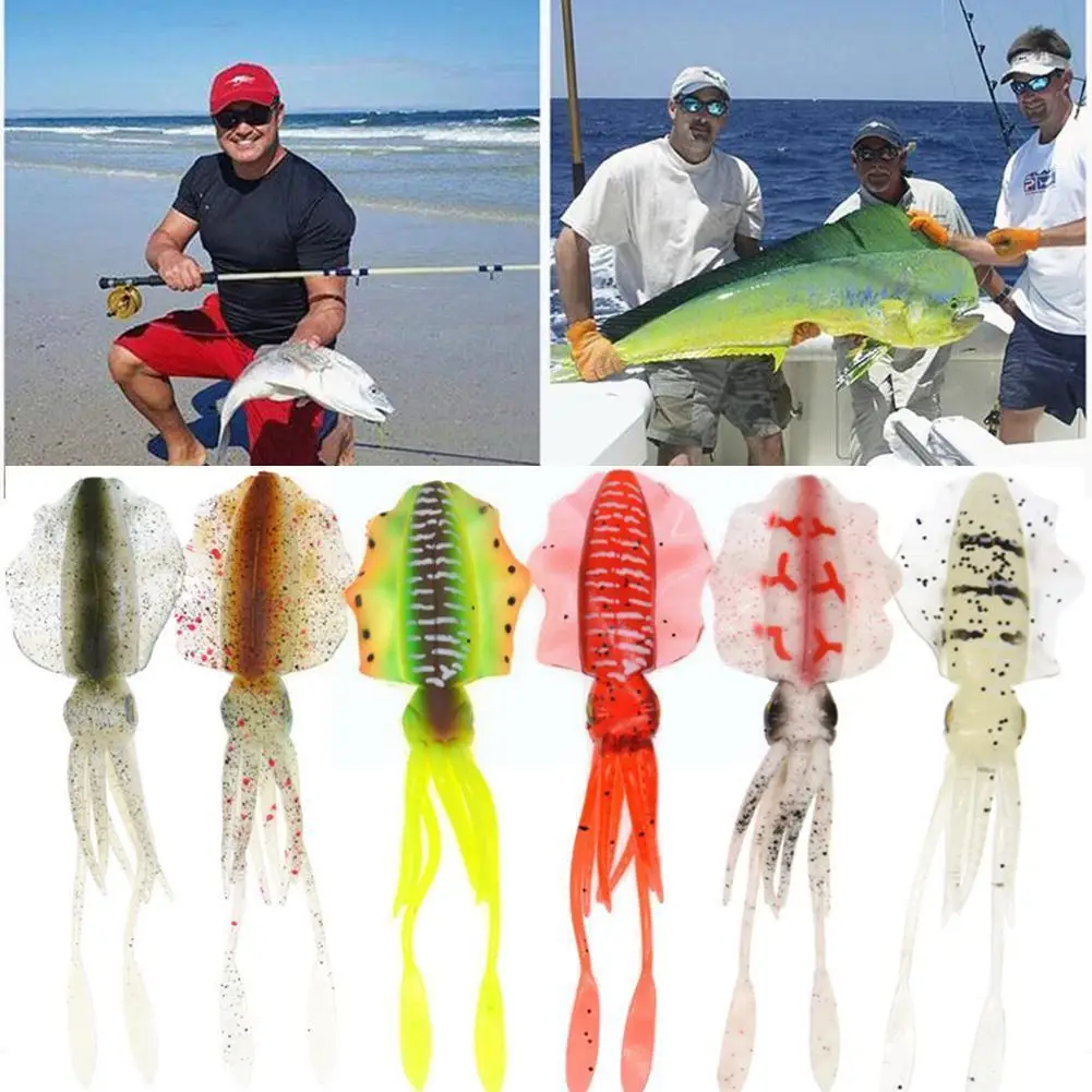 

6 Color Fishing Soft Lure Squid Fishing Lures Octopus Baits Fishing 3D Luminous Bionics Eyes Lure Soft Fishing Wobbler For V0J0