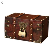 new retro treasure chest with lock vintage wooden storage box antique style jewelry organizer wardrobe jewelry box trinket box