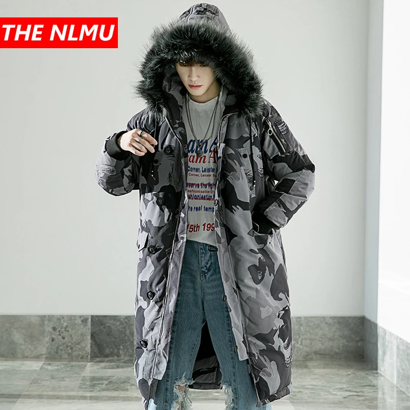 Новинка 2019 зимняя Камуфляжная парка куртка для мужчин и женщин хип хоп длинная