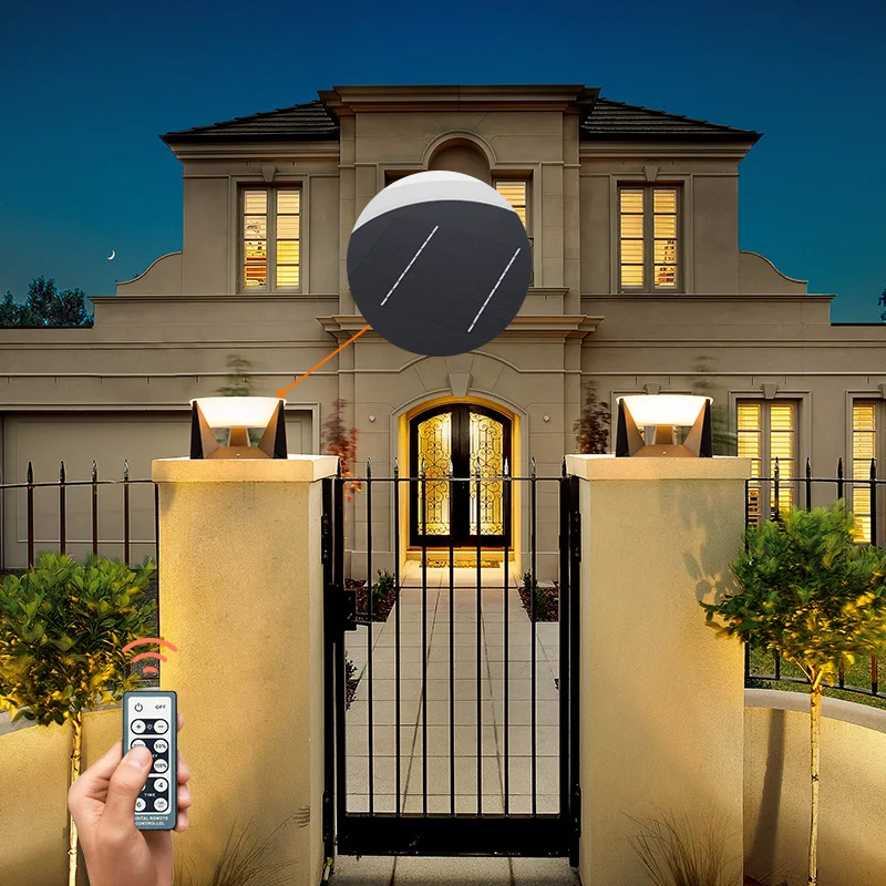 Цена Водонепроницаемая светодиодная уличная лампа VZVI IP65 на солнечной батарее, налобный фонарь для забора, ворот, столба, лампа для виллы, двора, с...