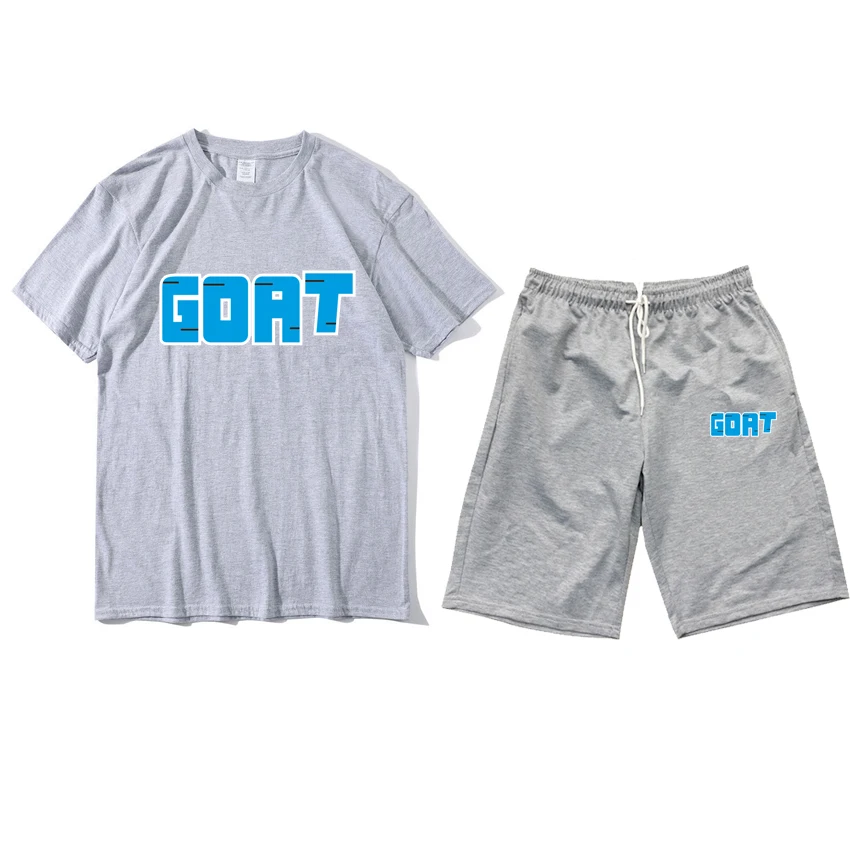 

Designer short sleeve + short pants 2-piece men's casual wear black solid color suit running high quality loose casual wear