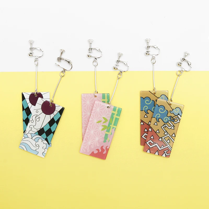 

Cartoon Anime Demon Slayer Kimetsu No Yaiba Acrylic Earrings Anime Jewelry Drop Earring Ear Dorp Cartoon Ear Clip Accessories