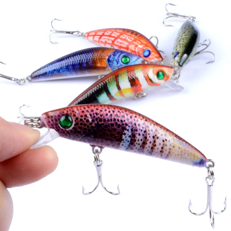 

7cm/8.2g Minnow Artificial Baits Fishing for Lures 5-color Painted Painting Series Plastic False Bait Hard Bait Crank Bait