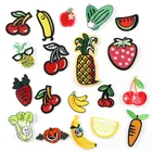 Наклейка на одежду для детей, с изображением фруктов, овощей, вишни, клубники, арбуза, банана, моркови