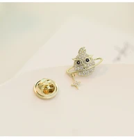 2021 creativity mini owl brooch crystal rhinestone animal brooches for women shirt suit collar pin hat accessories scarf buckle