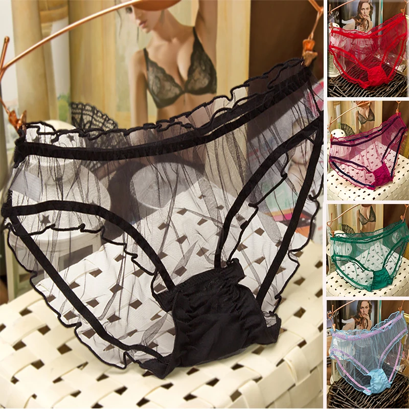 

Japanese Kawaii Lace Panties Appealing, Attractive and Cute Transparent Panties Ladies Harajuku Style Thin Solid Color Panties