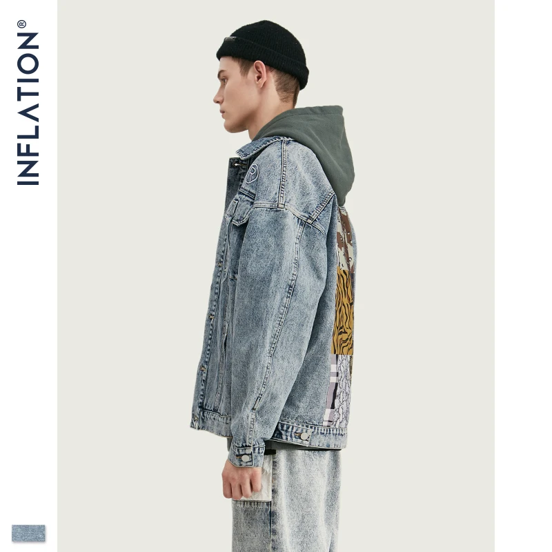Мужская джинсовая куртка с вышивкой в стиле хип хоп Bck пэчворк верхняя одежда