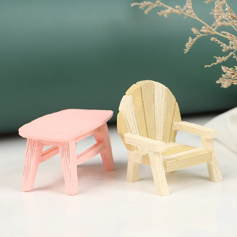 

Wooden Furniture Miniature Round Coffee Table Stool Teatable Miniatures Toys