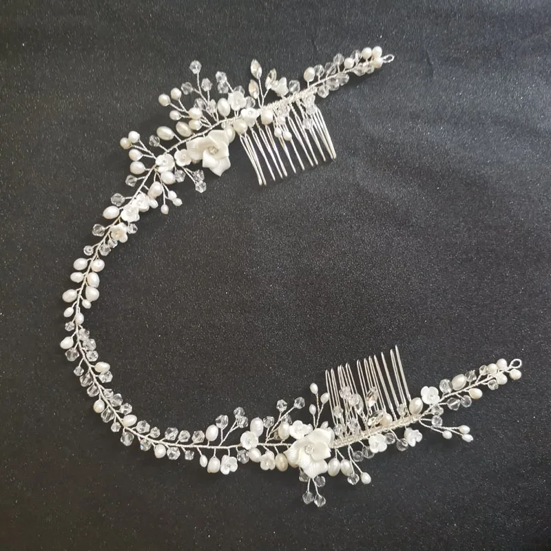 Женская повязка на голову с жемчугом и кристаллами|Украшения для волос| |