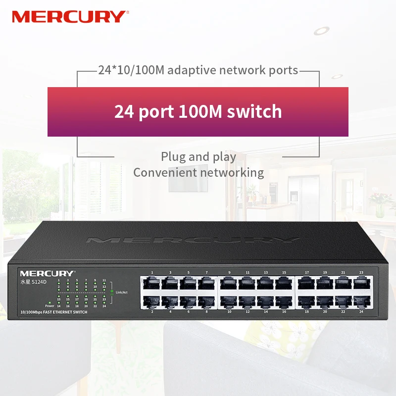 MERCURY S124D 24 Port 10/100M 3 2 Гбит/с автоматический MDI/MDI X полу/ полный DuplexFast Enternet сетевой