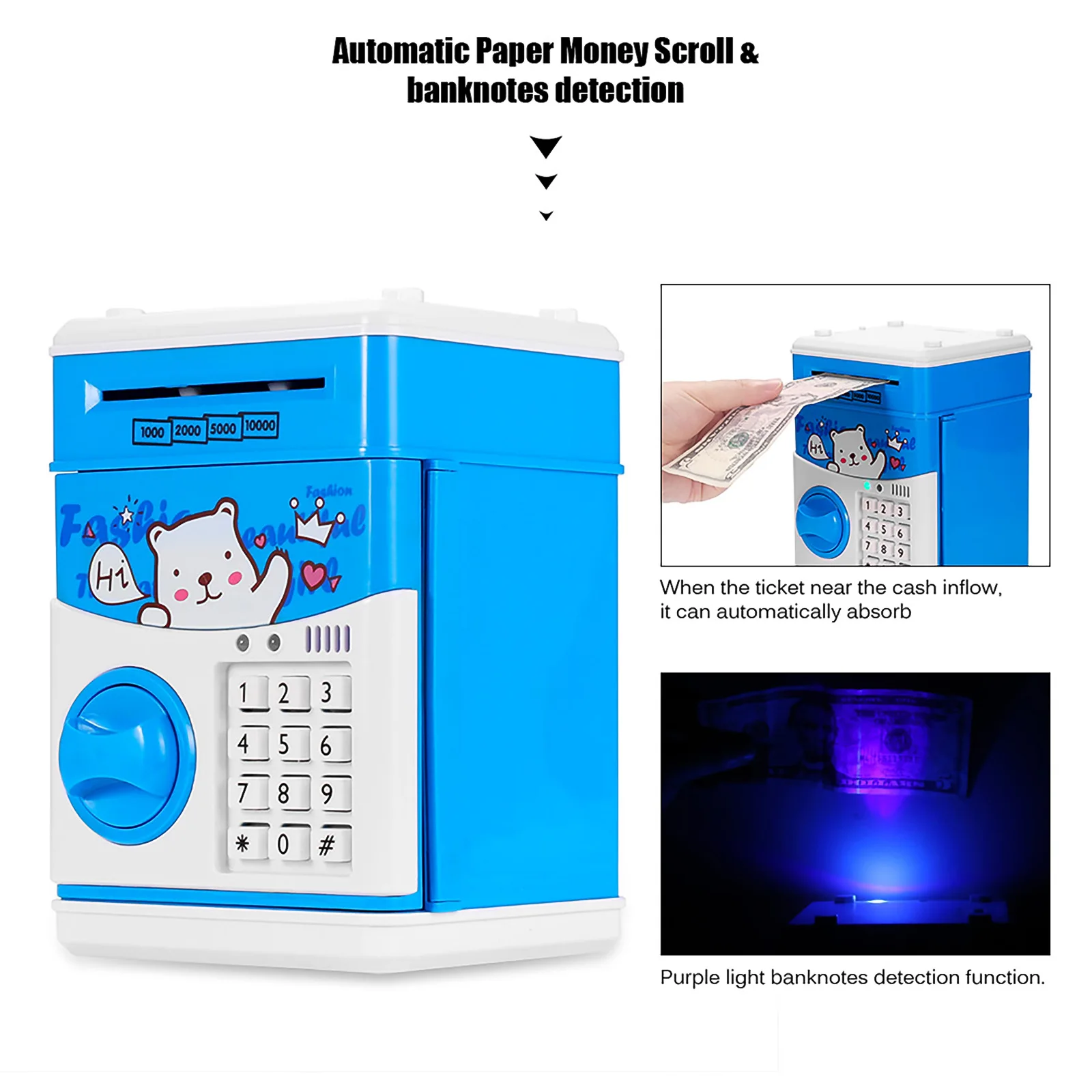 

Large Piggy Bank Safe ATM Bank Saving Box Music Money Box Electronic Piggy Bank Rabbit Paper Money Cash Coin Bank