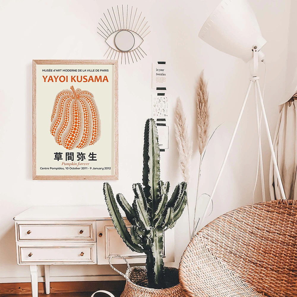 Yayoi Kusama Artwork тыквенные постеры и принты оранжевый бежевый настенные