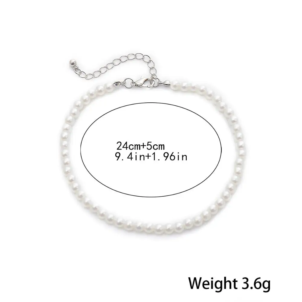 

Bohemian Imitation Pearl Anklet Bracelet Summer Beach Simple Anklets On Foot Barefoot Sandals for Women Jewelry Gift