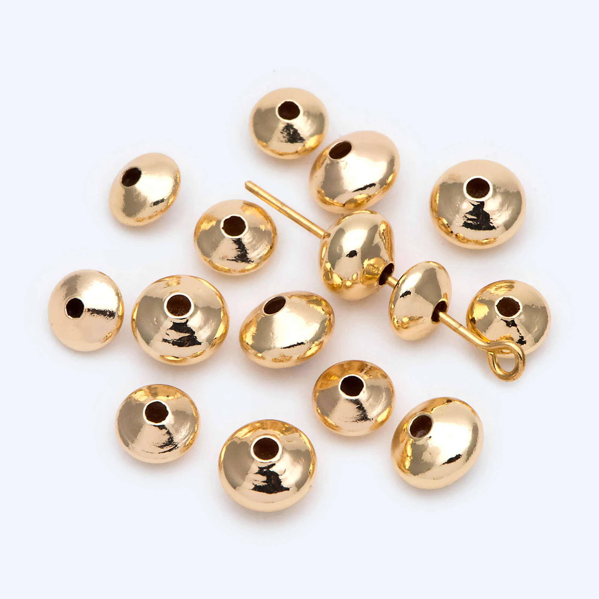 

20pcs Rondelle Beads, Gold Plated Brass Spacers 6 / 7mm, For Jewelry Making DIY Accessories (GB-2171)